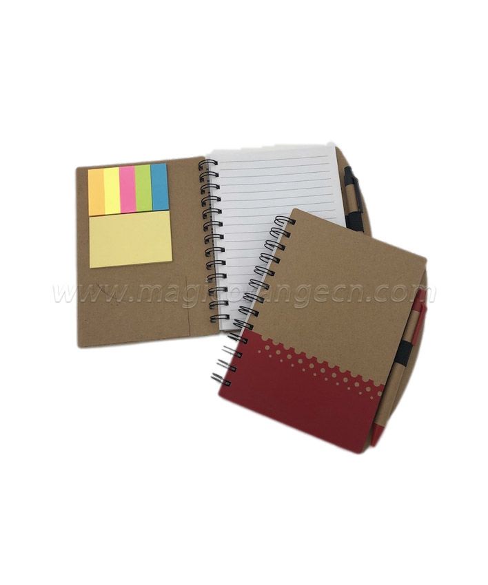 BK1041 A5 spiral notebook sticky pad namecard holder with pen