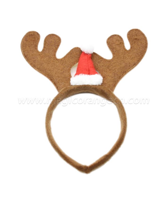 HPCM200403 Chrismas Headband Costume Party Gold Antler Shape with a mini Chrismas hat