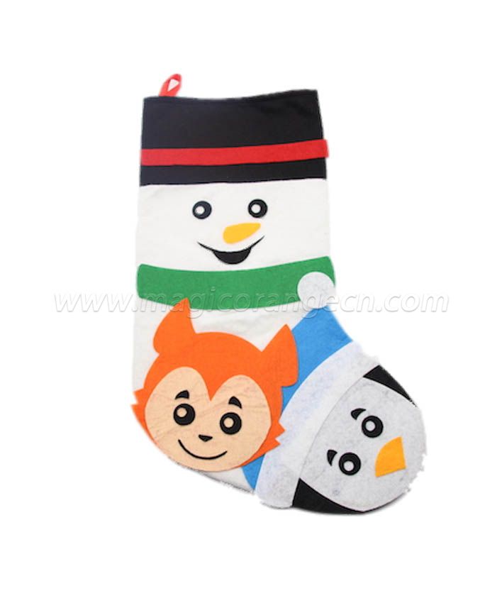 HPCM1005 Green White Christmas stocking with different characters