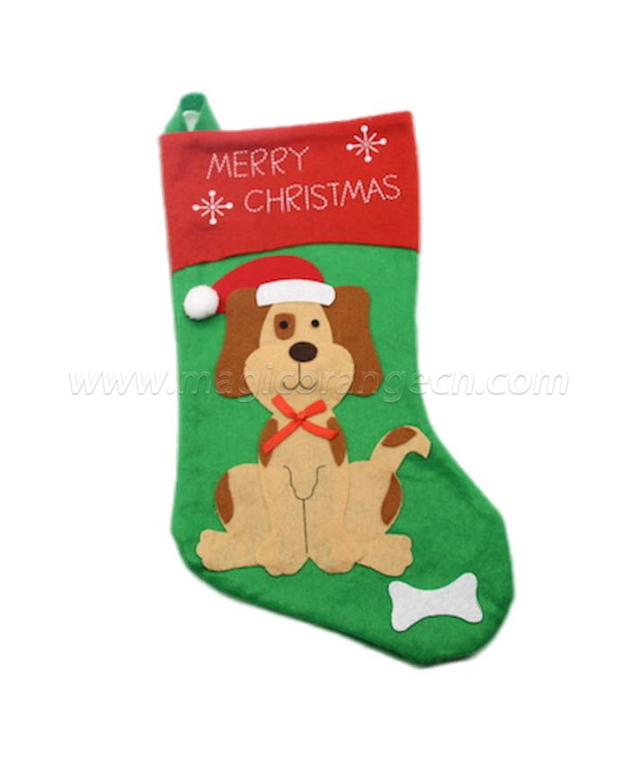 HPCM1005 Green White Christmas stocking with different characters