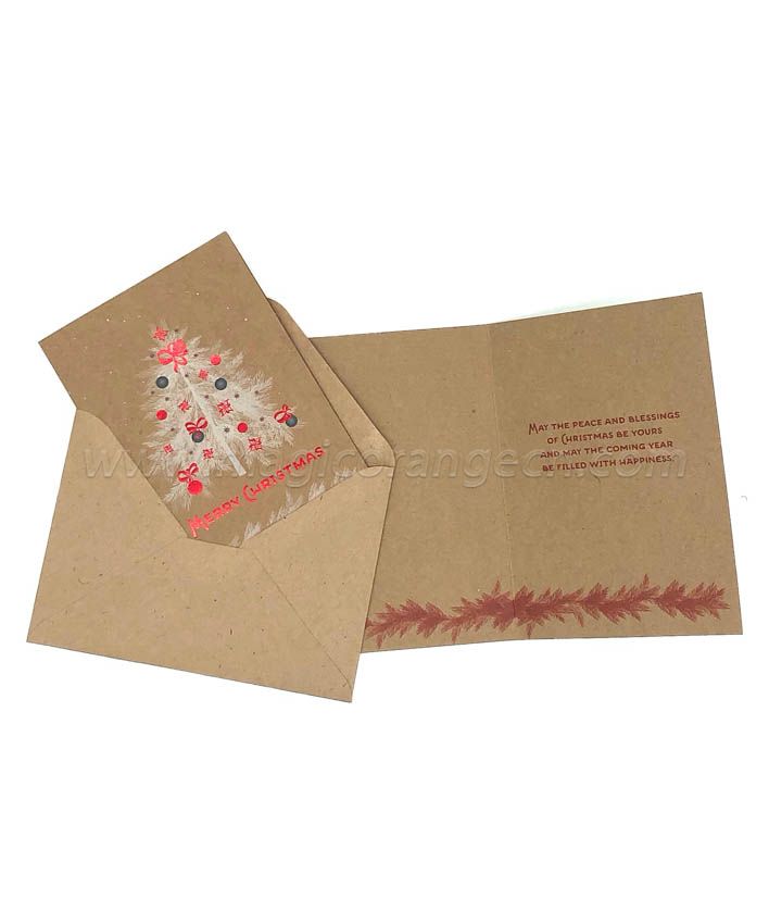 BK1045 Merry Christmas Greeting Cards Kraft Paper