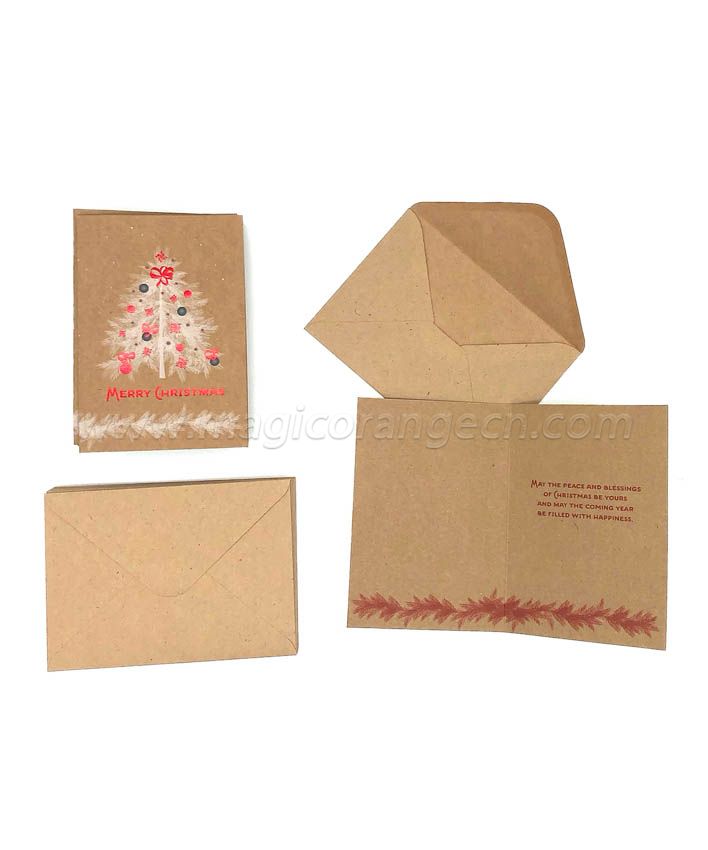 BK1045 Merry Christmas Greeting Cards Kraft Paper