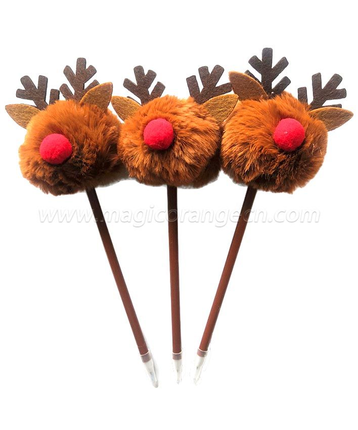 PN1304 Elk Gift Pen Colorful Fluffy Ball Pen for Chrismas Party Supplies