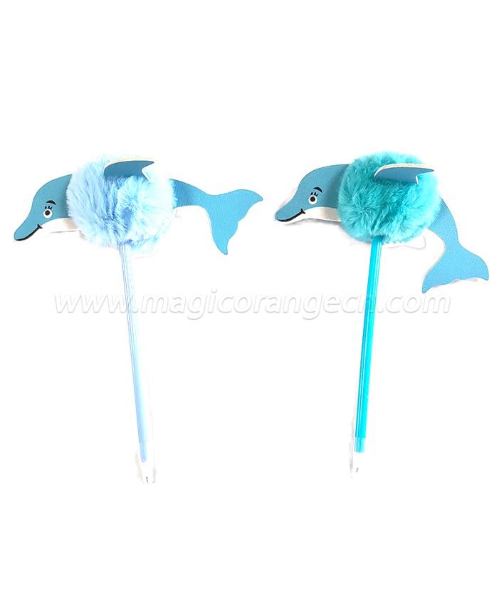 PN1305 Dolphin gift Pen Blue Fluffy Ball Pen for Party Supplies