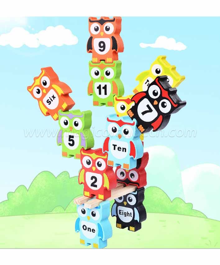 Kid-Powered Learning Discovery Toys Stacking Owls Wood Balancing Acrobat Set STEM Toy Early Childhood Development 3 Years and Up 