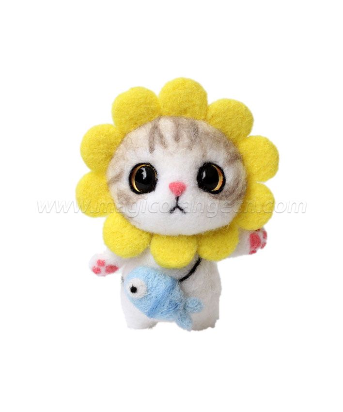 CTY101005 Lovely Cat Needle Felting Kit Handmade Animal Doll Needle Felting Wool Felting Kit