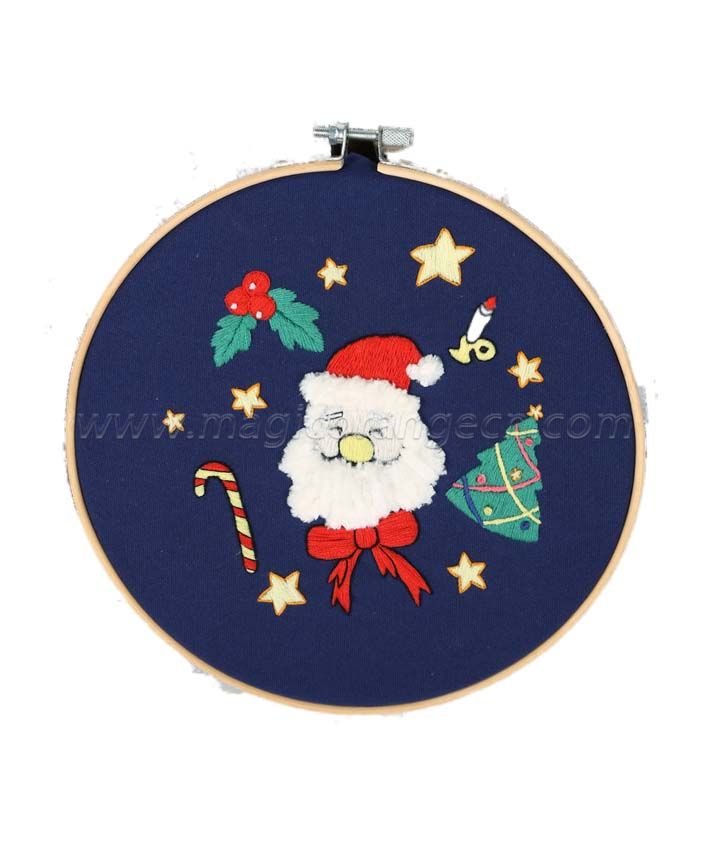 CTY100902 Christmas Series Embroidery Starter Kit with Pattern and Instructions, Embroidery Hoops, Color Threads and Tools