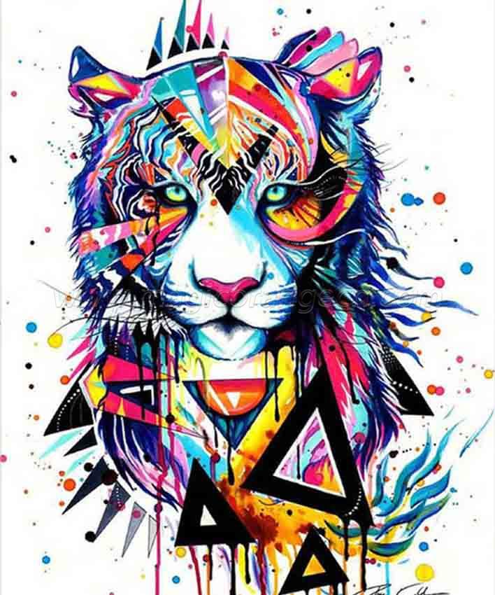 CTY101201 Color Animals DIY 5D Diamond Painting Kits for Adults Rhinestone Gem Art Painting Full Drill Round Diamond, Perfect for Home Wall Decorate