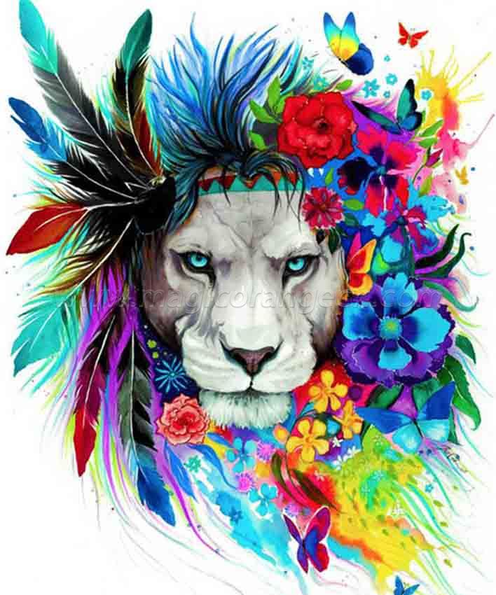 CTY101201 Color Animals DIY 5D Diamond Painting Kits for Adults Rhinestone Gem Art Painting Full Drill Round Diamond, Perfect for Home Wall Decorate