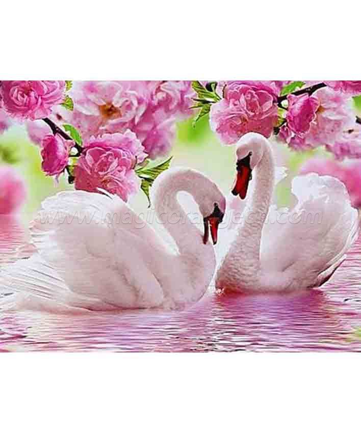 CTY101207 Swan DIY 5D Diamond Painting Kits for Adults Rhinestone Gem Art Painting Full Drill Round Diamond, Perfect for Home Wall Decorate