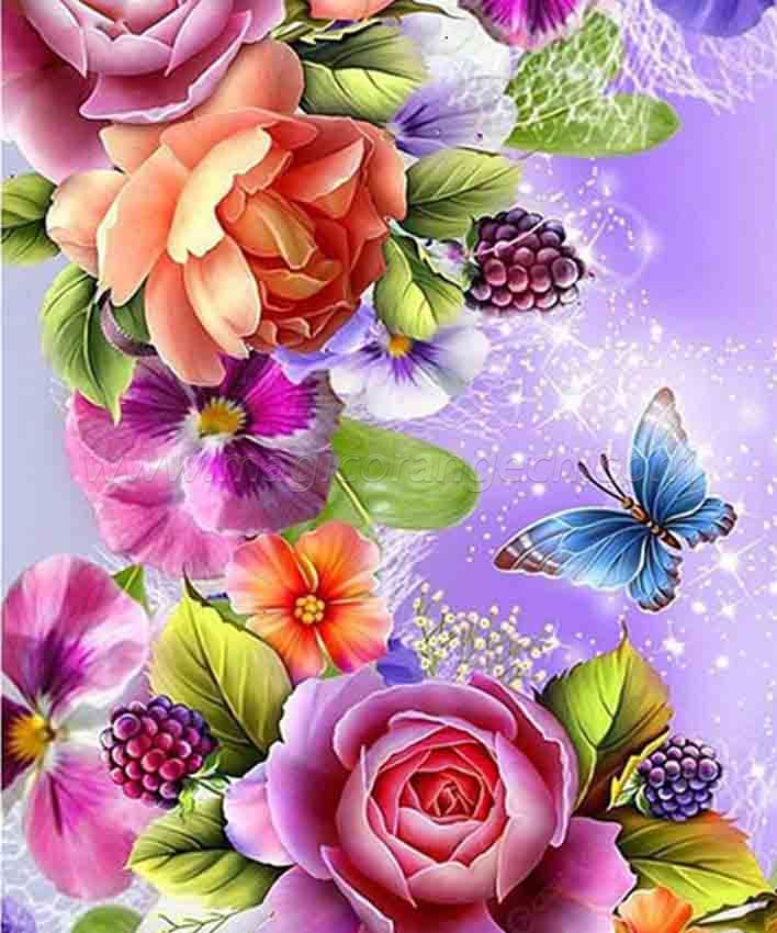CRAFT 5D Full Round Drill Diamond Painting Butterfly Flower Kit Rhinestones Craft 9FR 