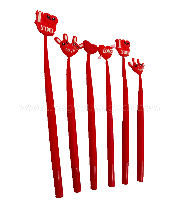red heard-shaped ballpoint pen